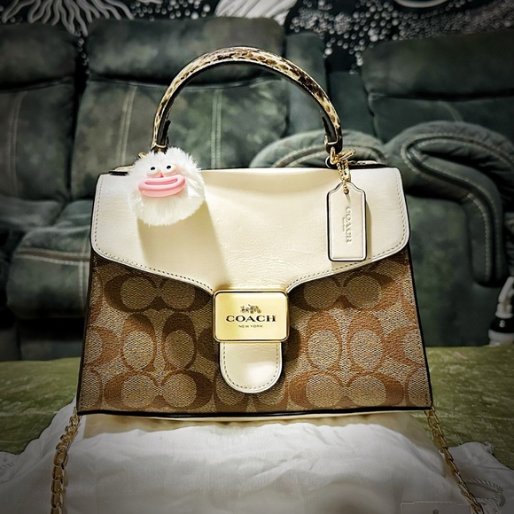 Coach Leopard and White Satchel - Picture 14 of 17